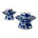 Set of 2 blue and white porcelain candlesticks, 20th century.