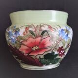 Hand-painted opaline vase, abstract floral patterns
