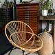 Old vintage metal foot rattan chair