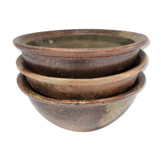 Three enamelled sandstone bowls by Pierre Digan