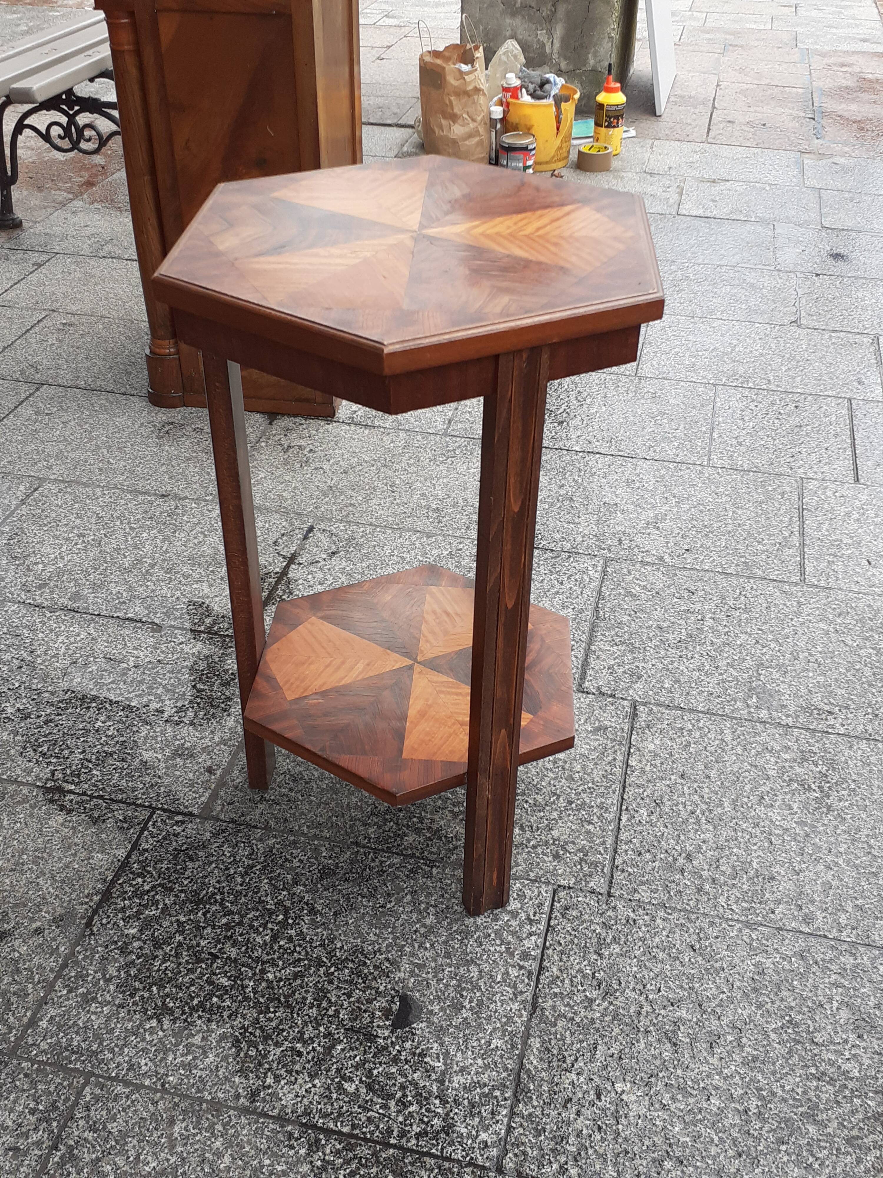 Gueridon old marquetry table old art deco vintage