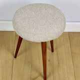 Round beige boucle stool
