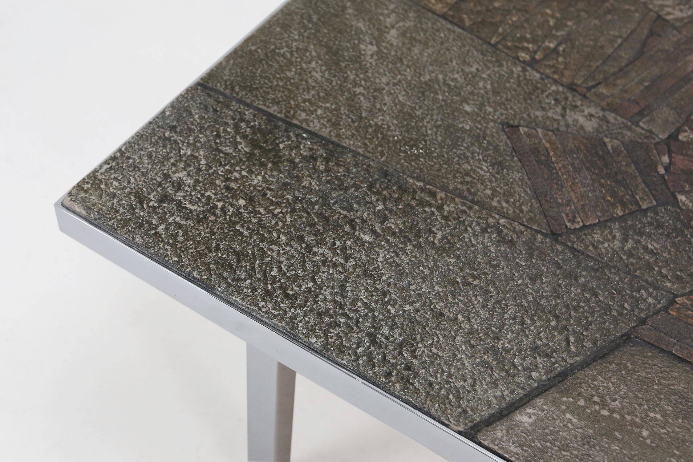 Brutalist Coffee Table Handmade and signed by Pia Manu, 1960s