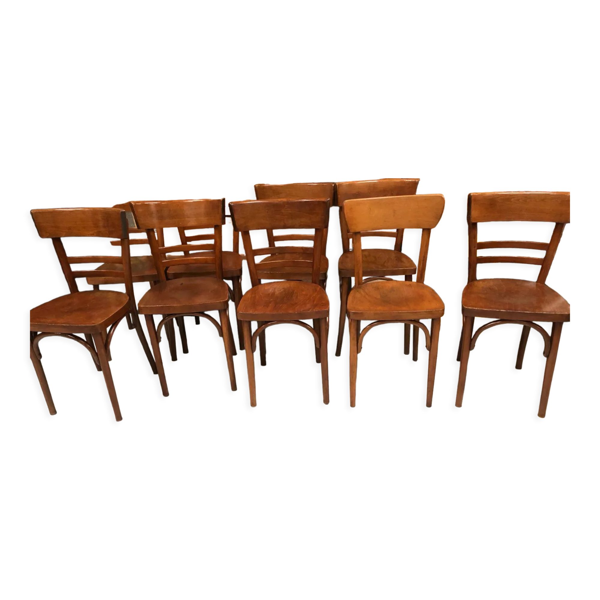 Serie de 10 chaises bistrot bois courbé