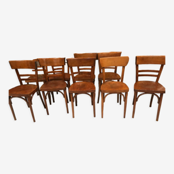 Serie de 10 chaises bistrot bois courbé