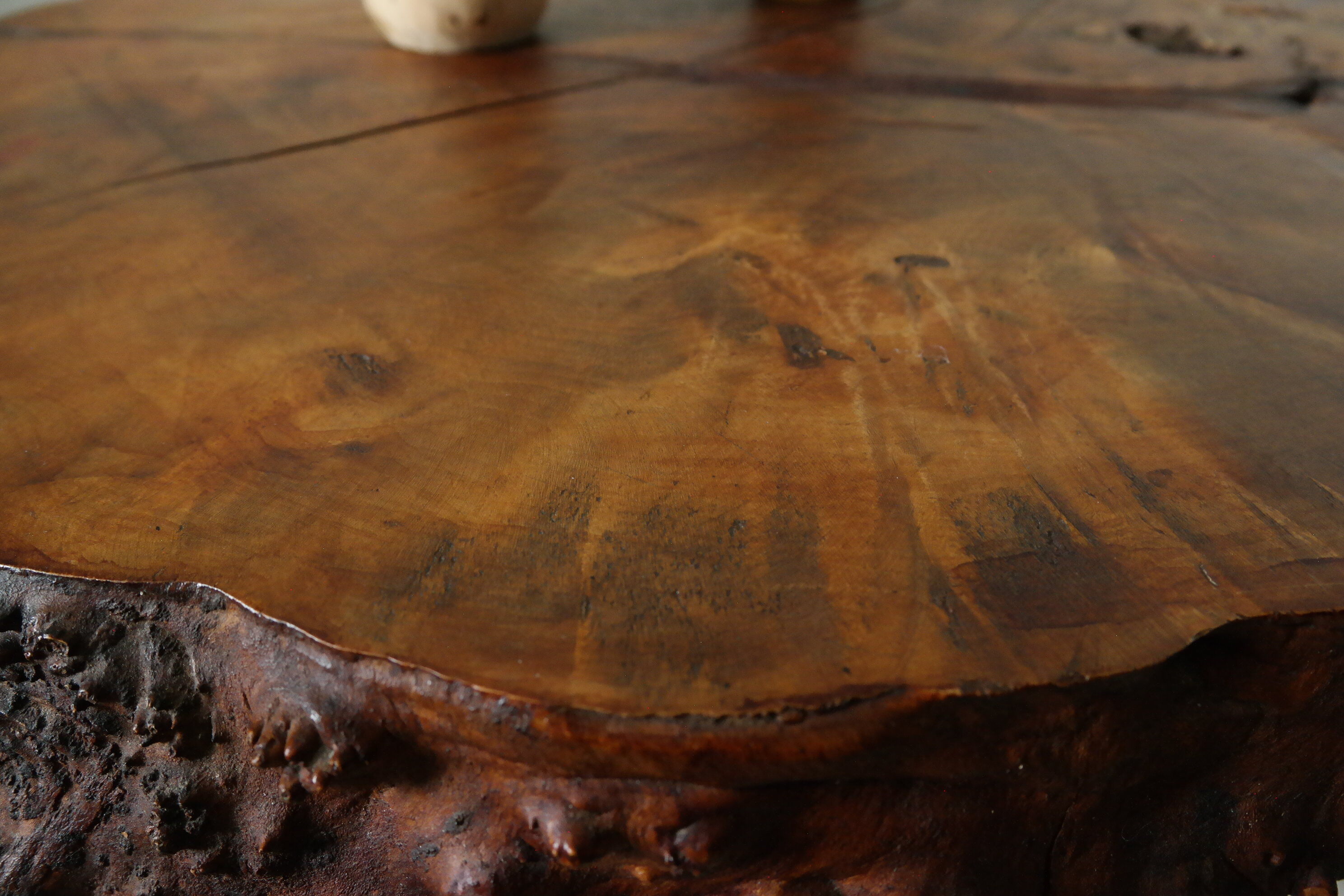 Brutalist side table made from vintage tree stump wood