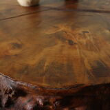 Vintage brutalist wood tree stump side table