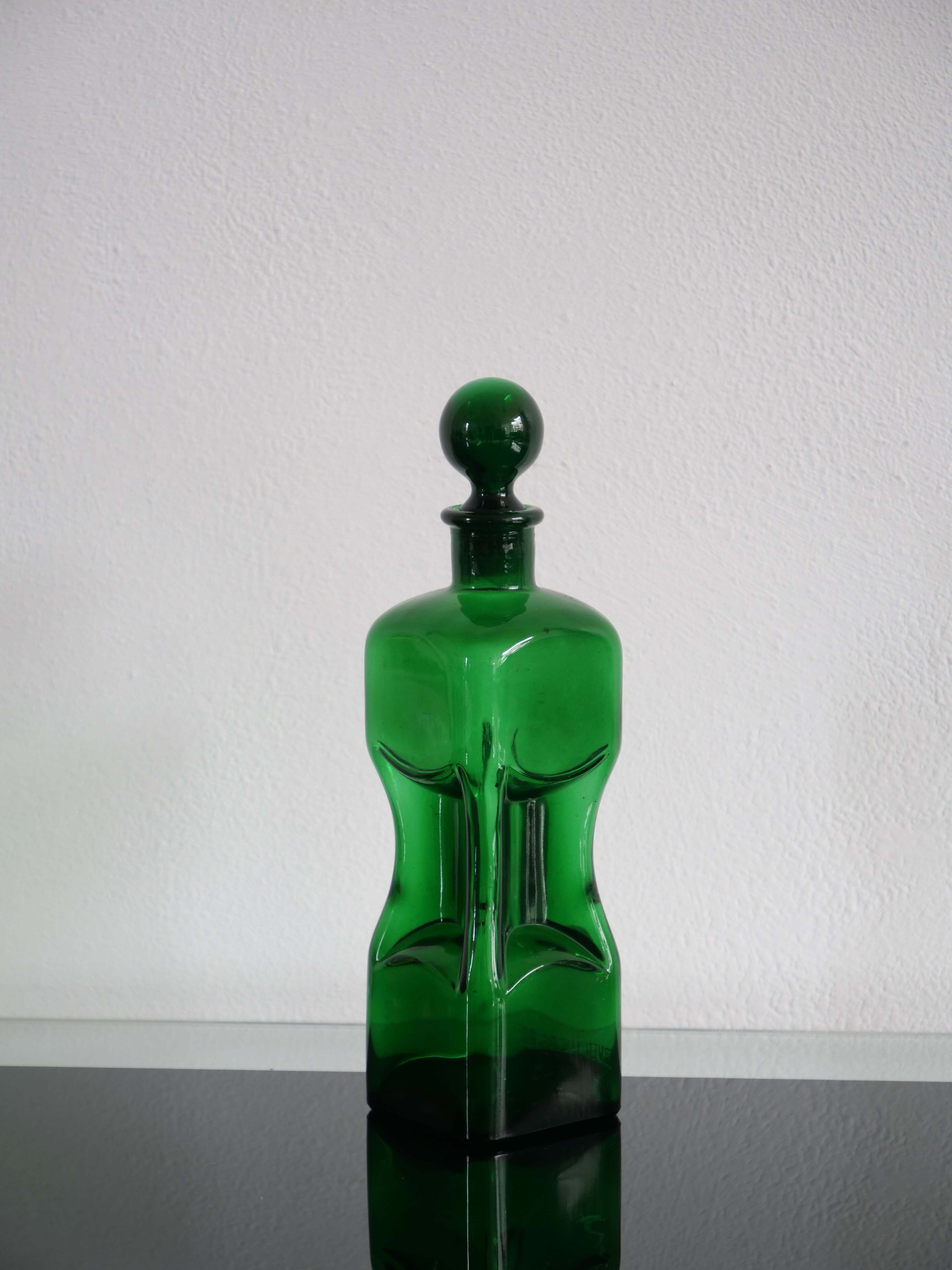 Erven Lucas Vintage Decanter Bowls Green Glass Canterer