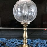 small 80's table lamp in glass and gold metal