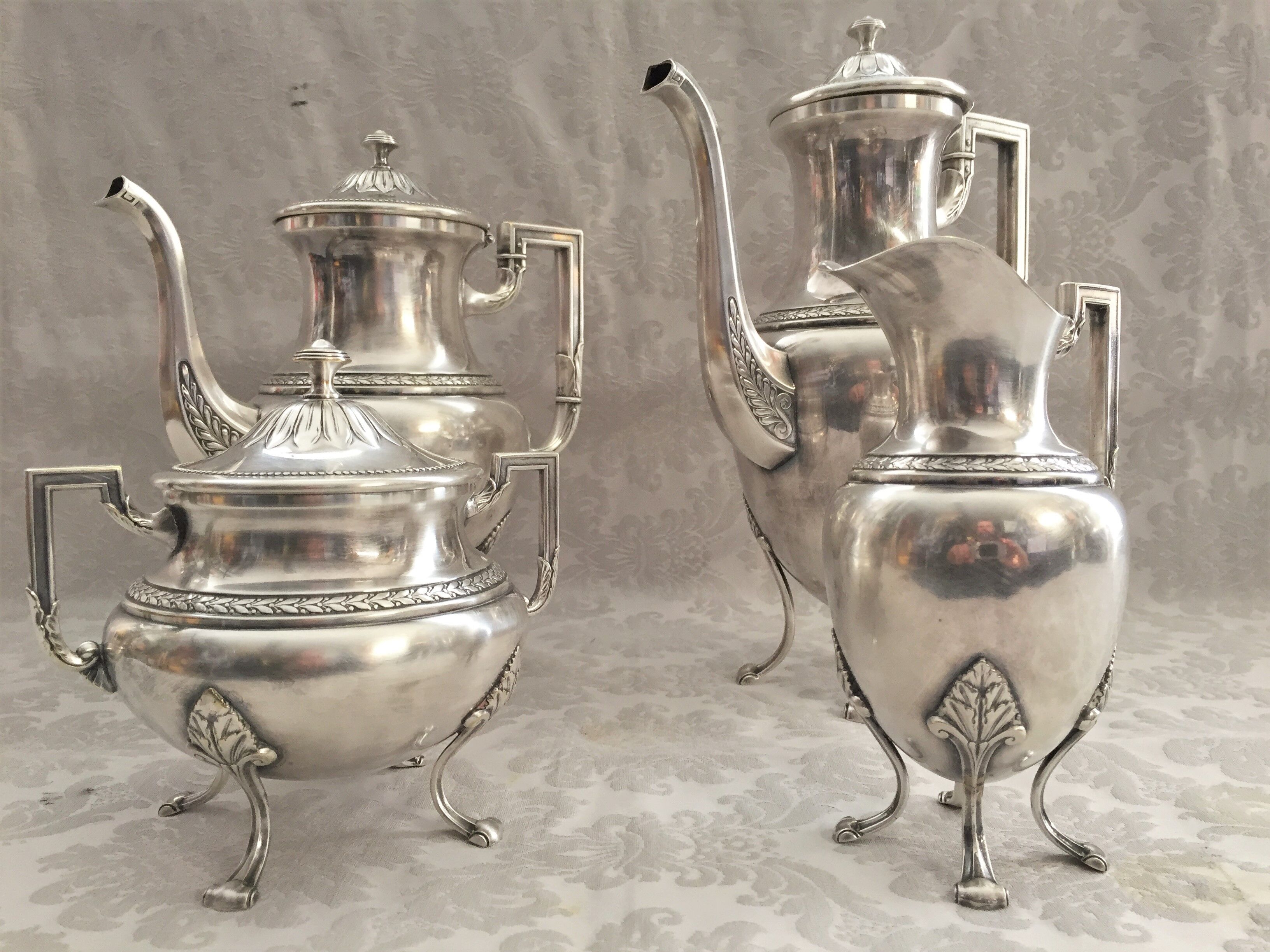 Tea & coffee service pieces jugendstil wmf 1910 art nouveau plaqué silver