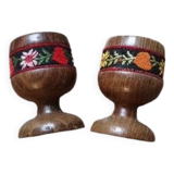 Vintage wooden egg cups