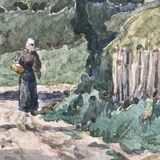 Henry Laurent Mouren, Un Chemin à Chatillon, watercolor