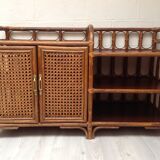 Vintage wood sideboard and rattan canning