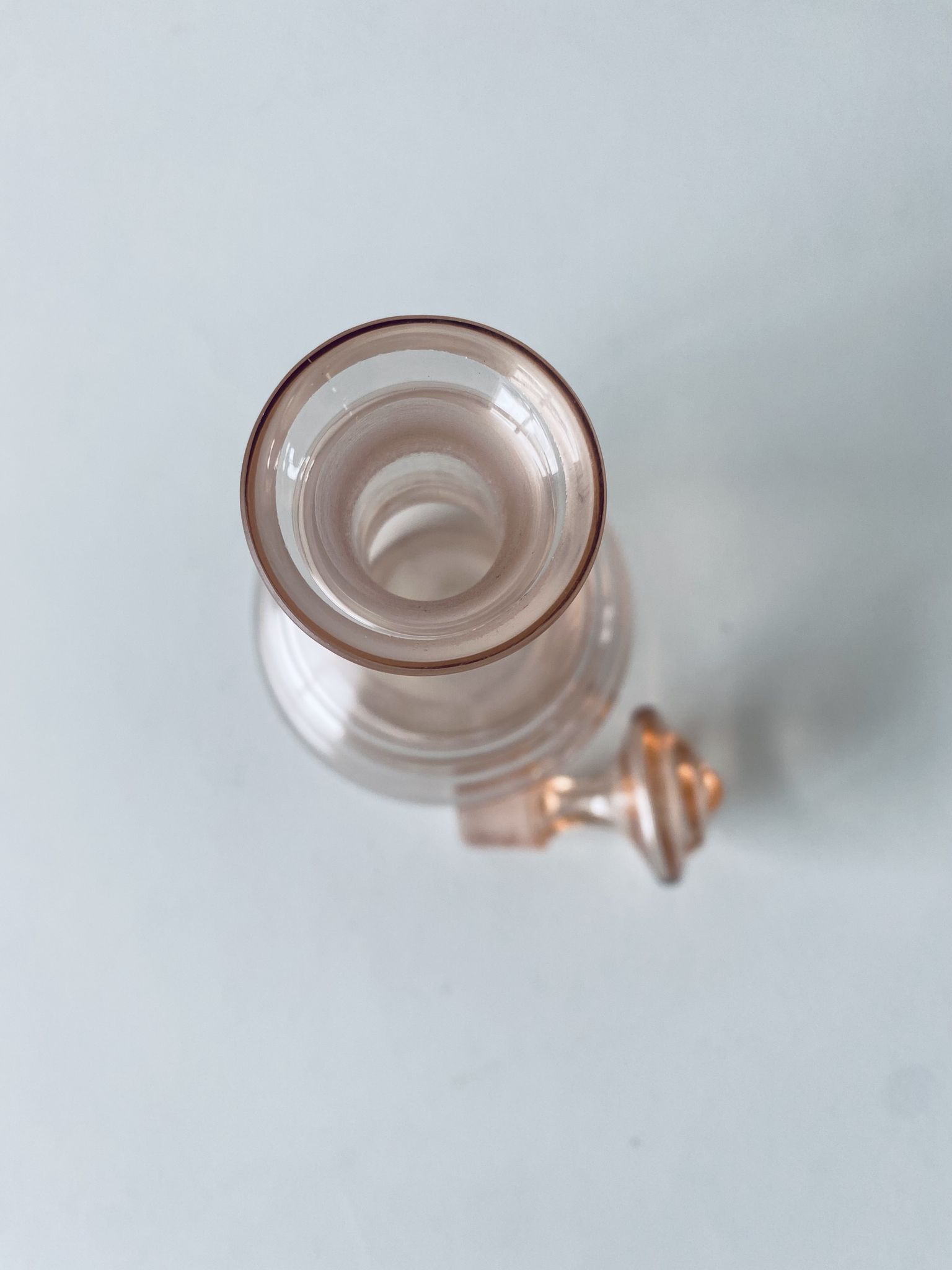 Pink glass decanter
