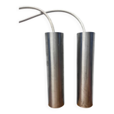 Pair of Parscot brushed metal pendant lights, 1970s