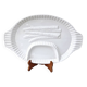 Grand plat a asperges compartimenté vintage blanc céramique barbotine 43.5x28 cm