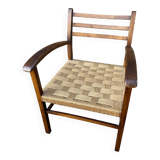 Vintage armchair in wood and rope, 1960s