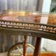 3-wheel serving trolley with 2 shelves, vintage bar marquetry on wheels, 50s