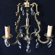 Bronze and crystal 3 light cage chandelier