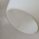 Set of wall lamp wooden support and vintage white opaline globe