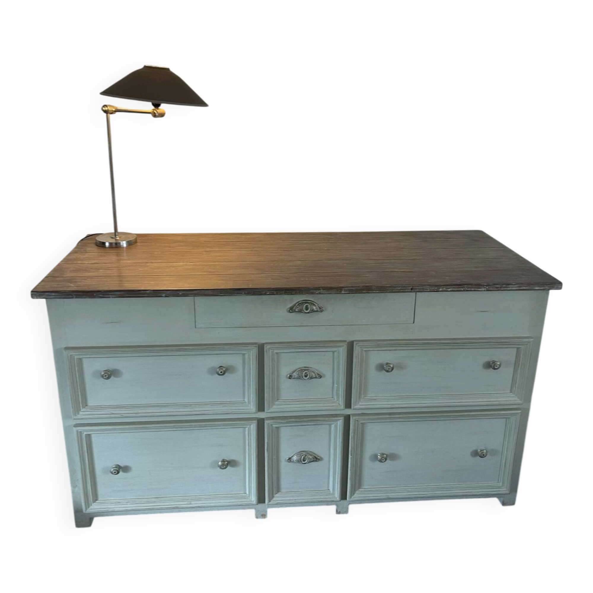 Commode blanc d’ivoire - 160x65cm - gris vert