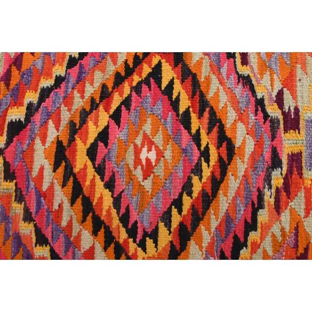 1970s Vintage Turkish Hand-Knotted Wool Cotton Orange Runner Rug 102x330