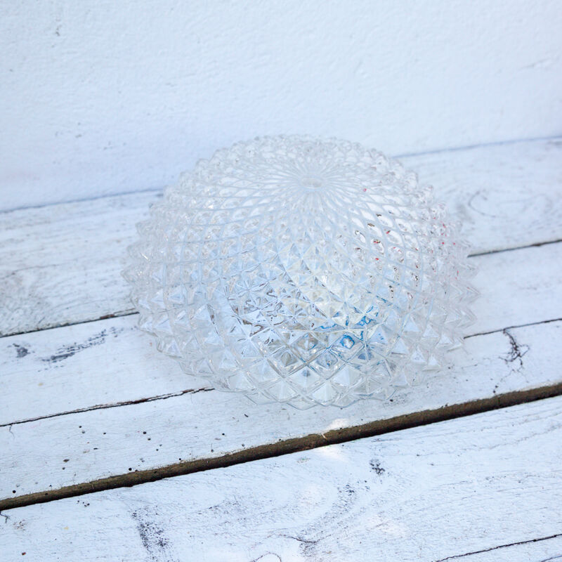 Round ceiling lamp chiseled glass diamond tips