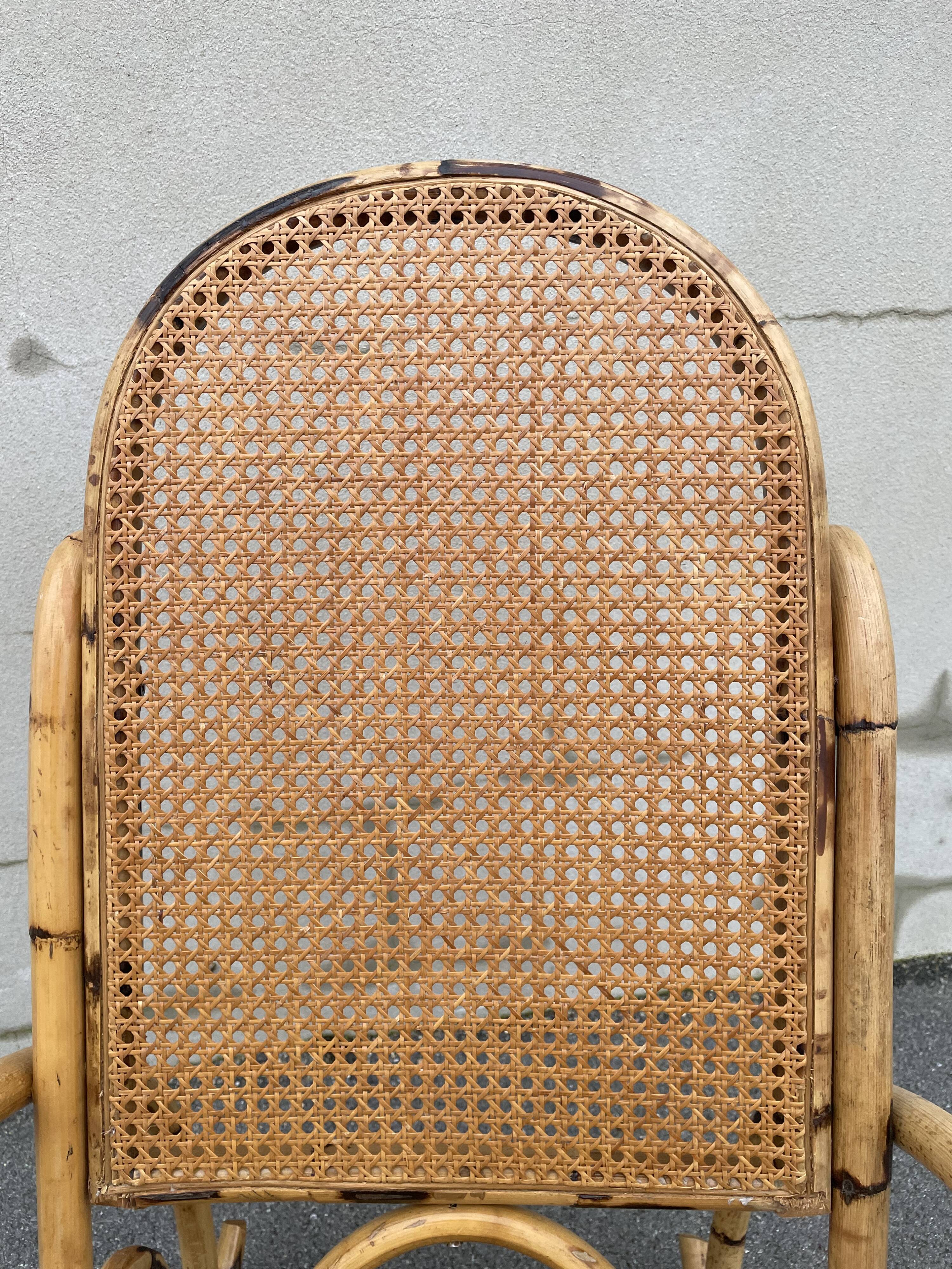Rattan and cane rocking chair