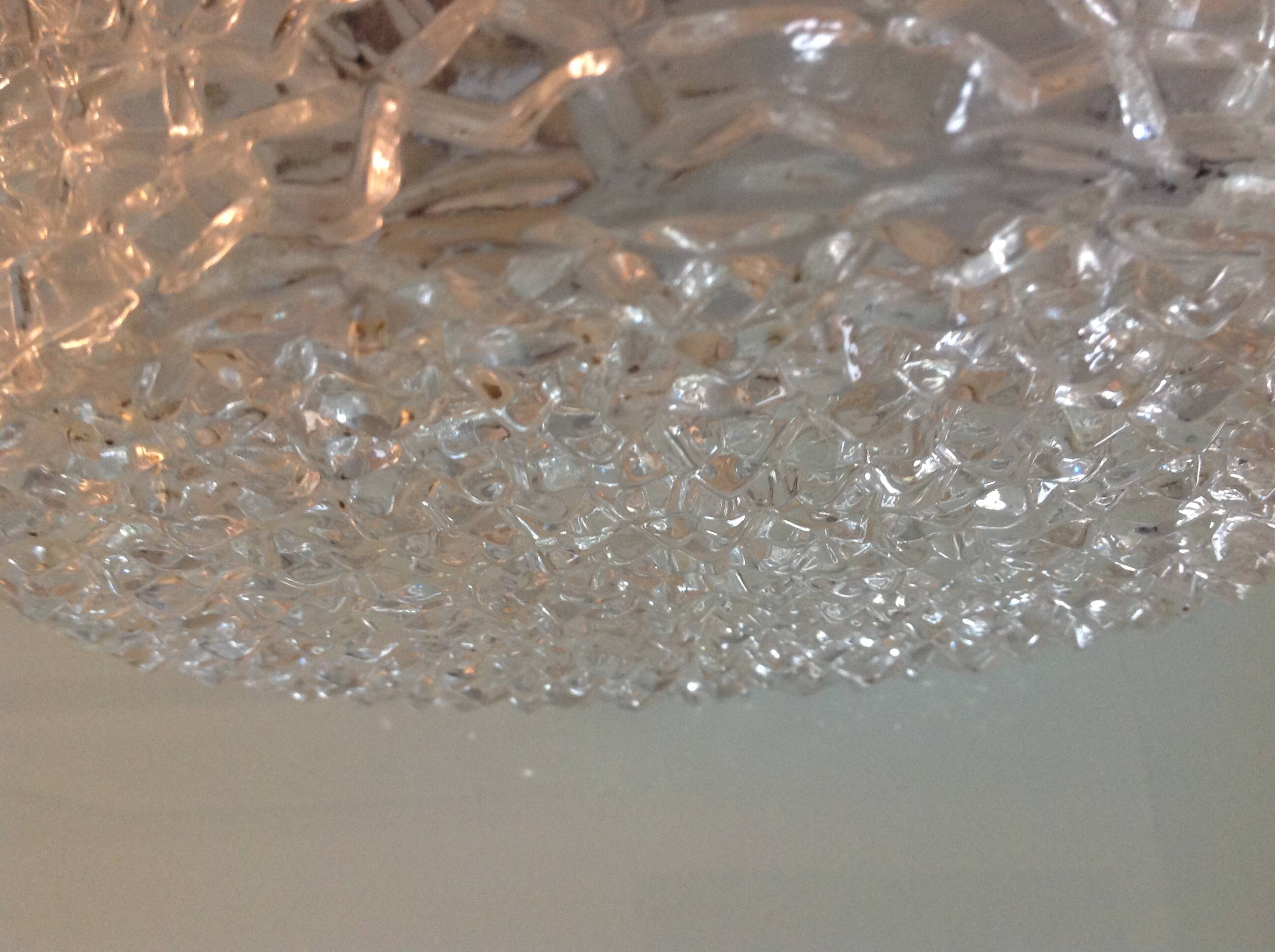Plafonnier rond en verre pointes de diamants par RZB Leuchten / vintage années 60-70