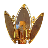 Vintage wall lamp in glass and gold metal