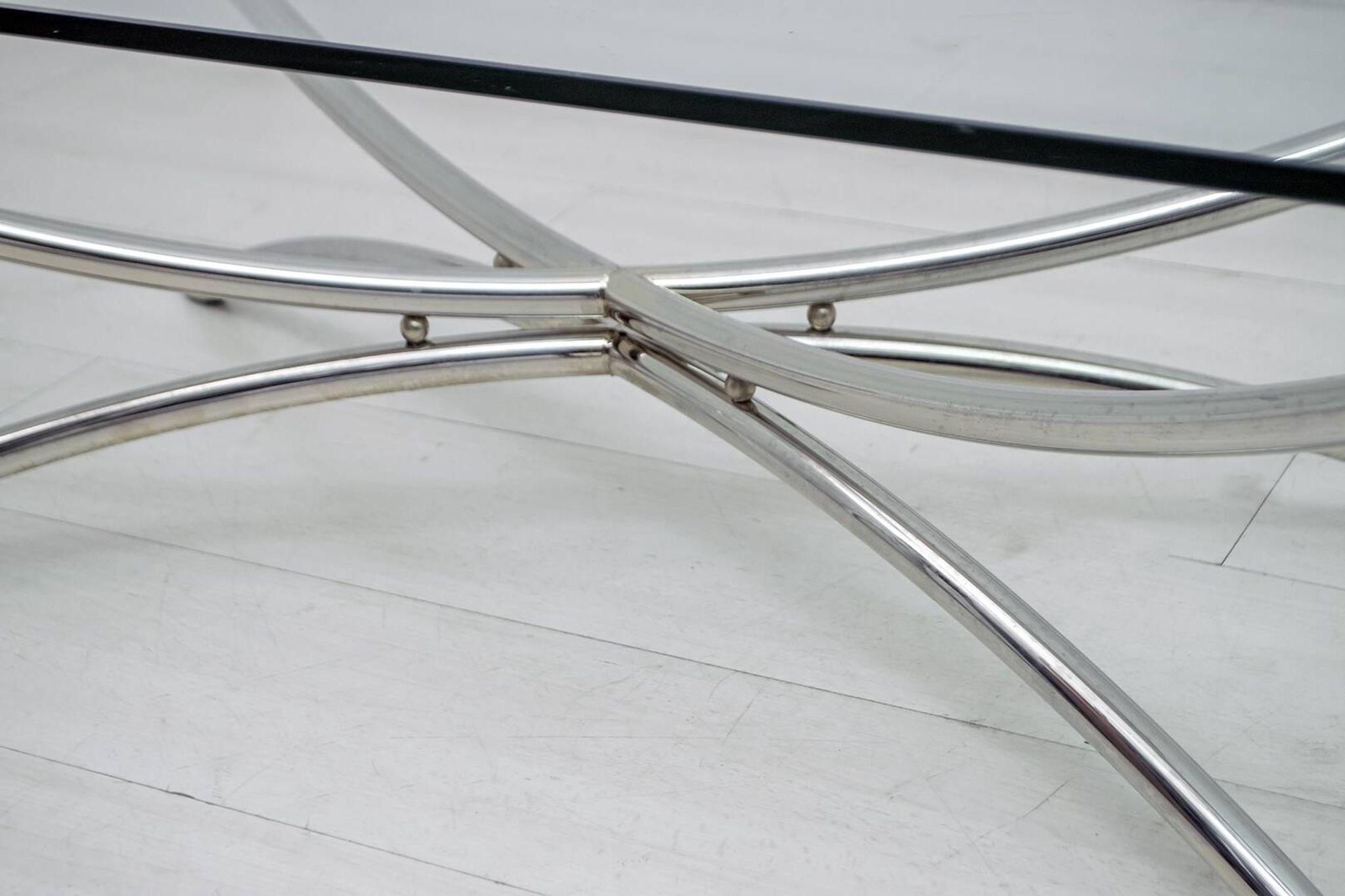 Mid-Century Modern Italian Chrome and Crystal Coffee Table, 1970s