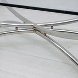 Mid-Century Modern Italian Chrome and Crystal Coffee Table, 1970s