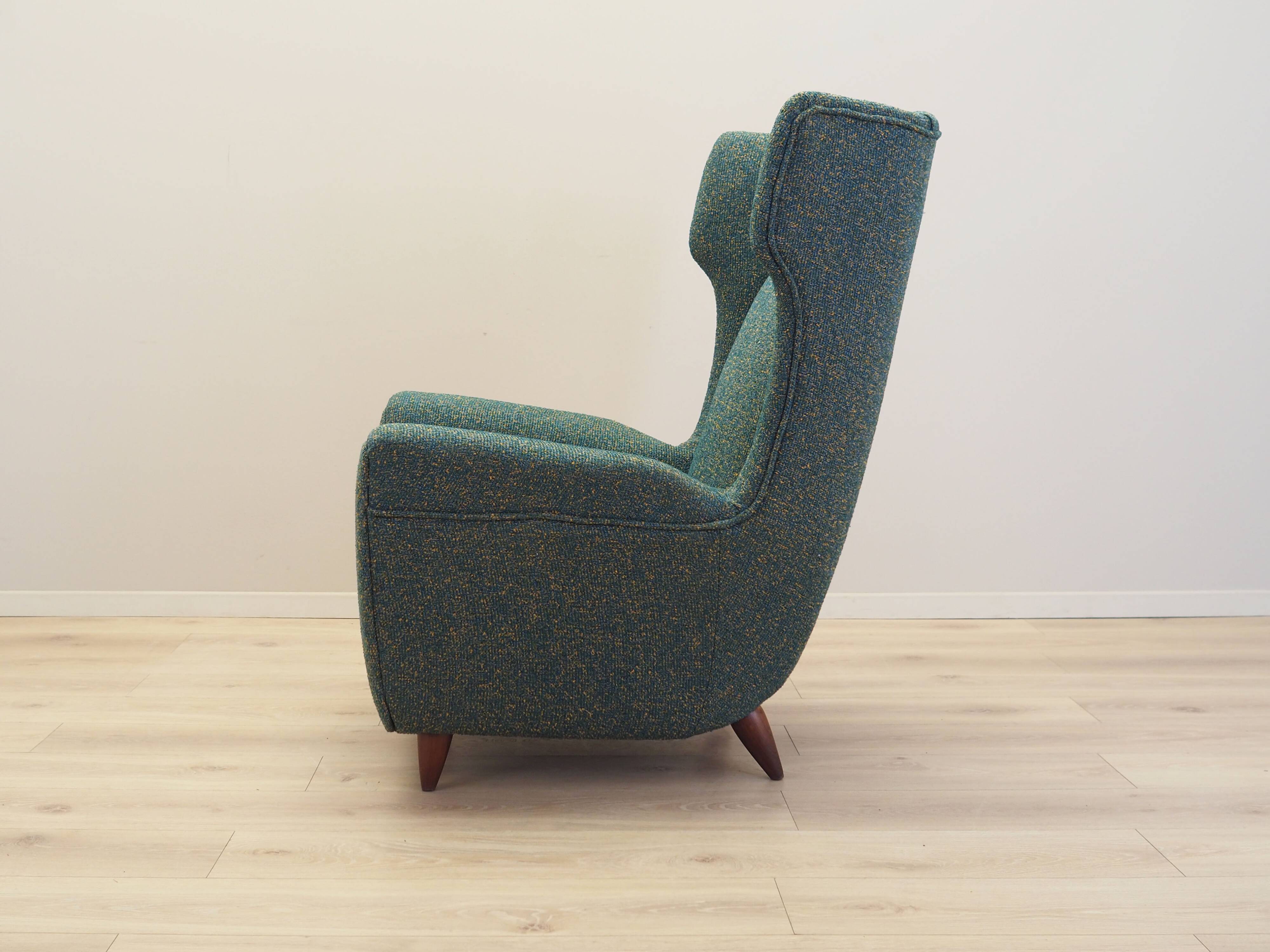 Green armchair, Italian design, 1970s, production: Italy