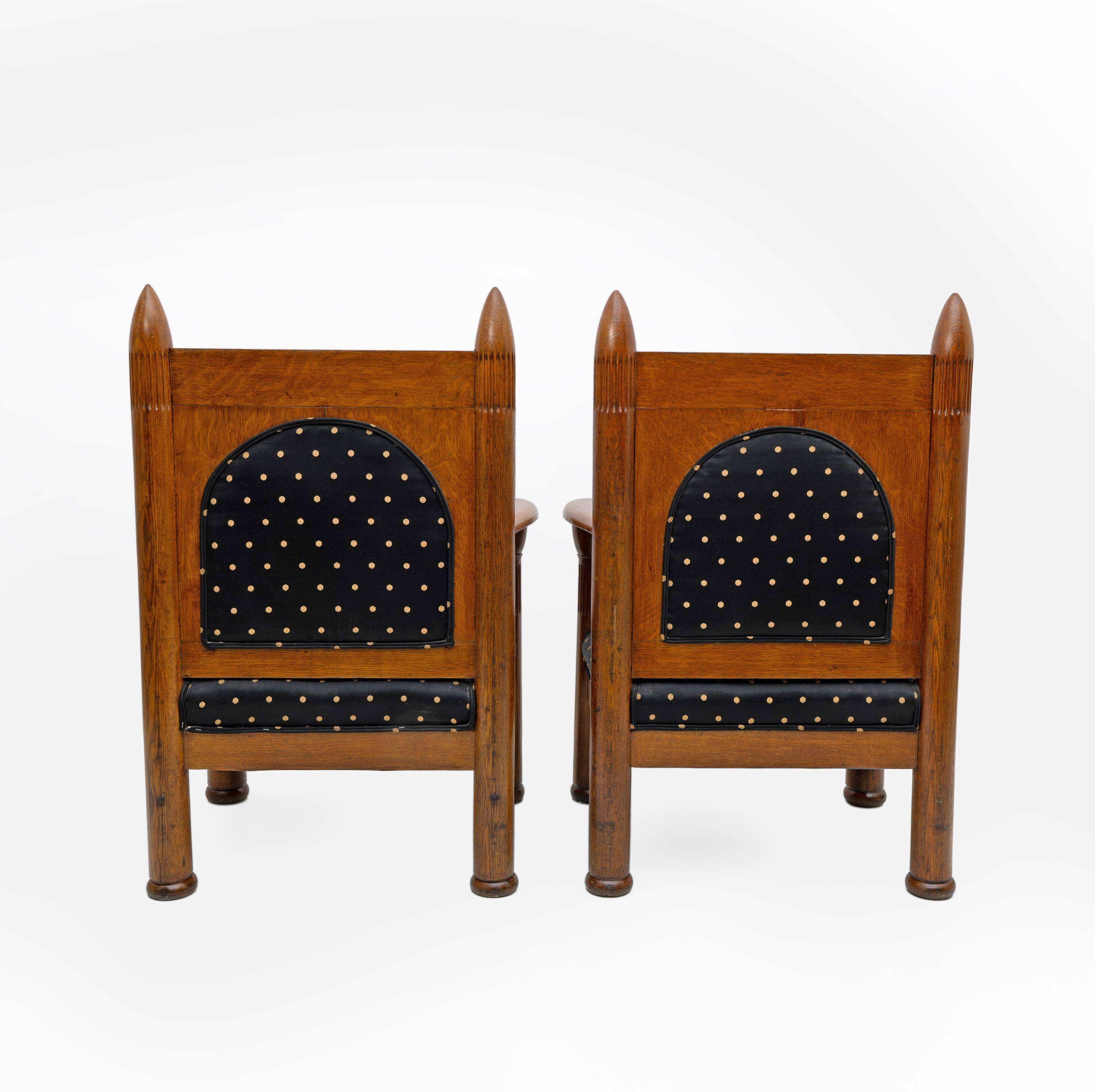Oak Art Deco Amsterdam School Armchairs 1920s