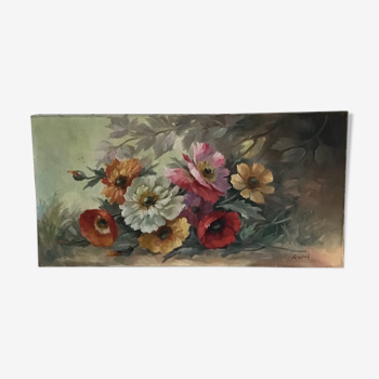 Tableau ancien bouquet de fleur