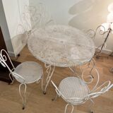 Ensemble table de jardin et 4 chaises en fer forgé