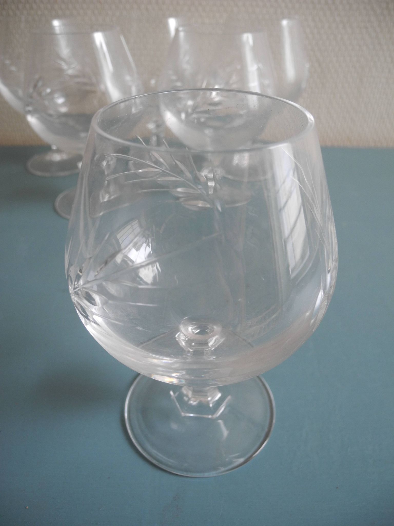 6 vintage French crystal glasses Fleury Arques cognac glasses