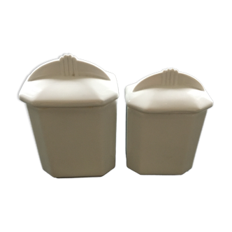 Set of 2 white spice jars