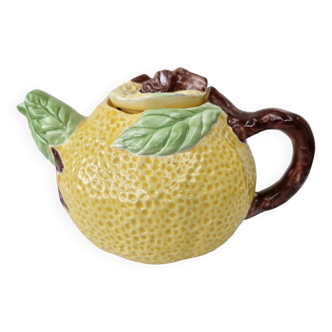 Vintage Ceramic Tisaniere Teapot Barbotine Lemon