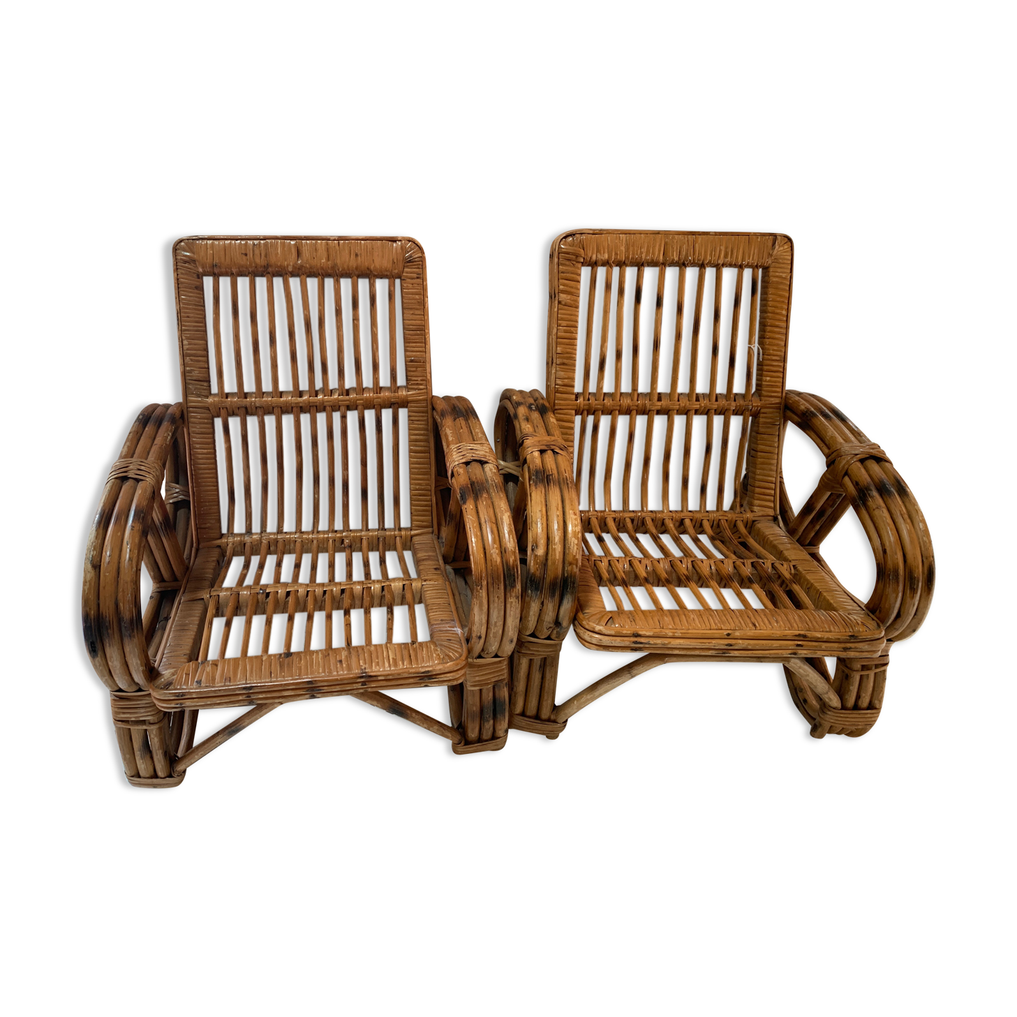 Low bamboo armchairs