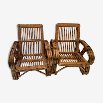 Low bamboo armchairs