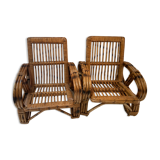 Low bamboo armchairs