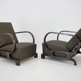 1930s Pair of Restored Art Deco Adjustable Armchairs, Czechoslovakia