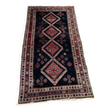 Tapis Persan Hamadam ancien certifié noué main, laine sur trame coton, 150x270cm