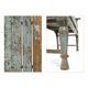 Wooden bench with blue patina