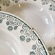 6 deep plates Digoin & Sarreguemines, emerald green floral decoration