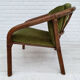 Fauteuil danois, rotin, velours, années 70