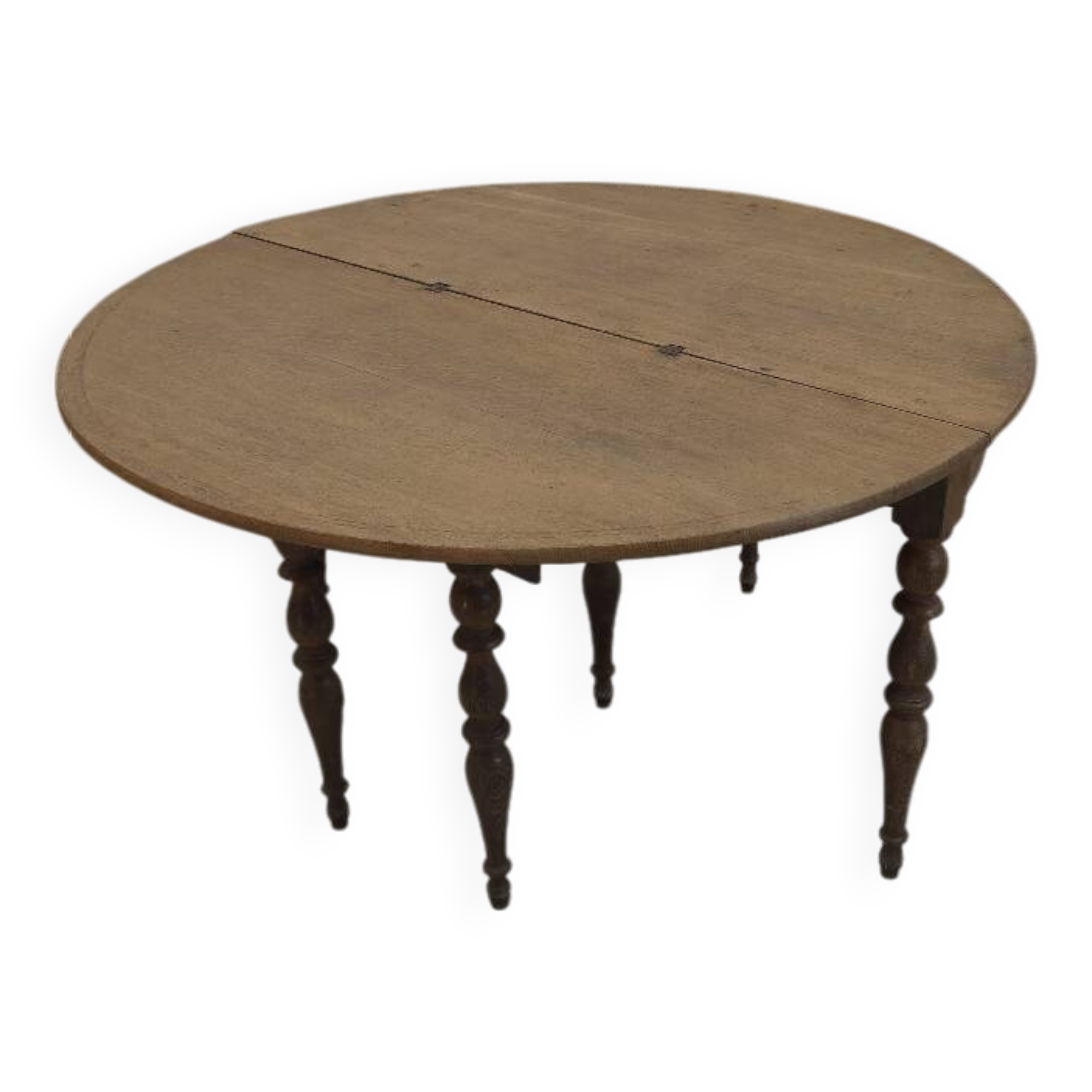Extendable half-moon round oak table for 2 to 8 people