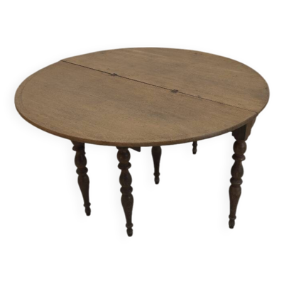 Table ronde demi-lune à rallonge en chêne 2 à 8 personnes