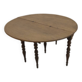 Extendable half-moon round oak table for 2 to 8 people